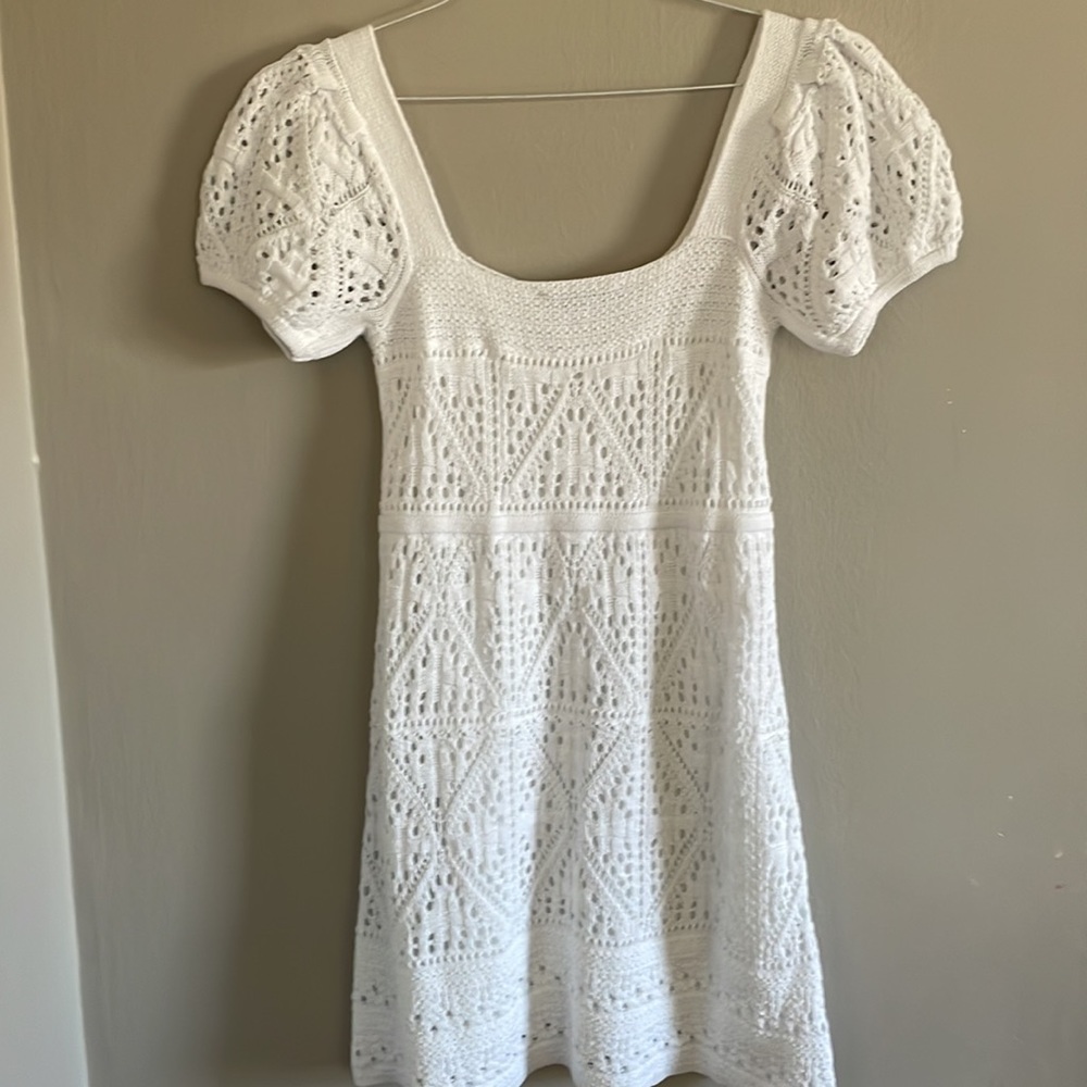 ZARA knit dress crotchet white cotton organic - Picture 8 of 12